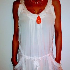 White Silk Pinafore Dress